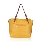 Women's Faux Leather Textured Tote Bag (Yellow) - Image 4