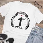 Men's PC Cotton 1st Anniversary Printed T Shirt (Color: White, Thread Count: 180GSM) - Image 4