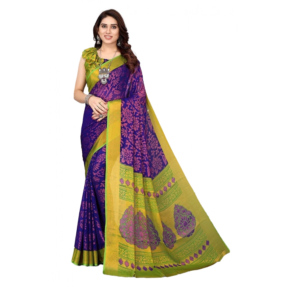 53368091044_2dff0c198d_o_d-1000x1000-1.webp Women's Viscose Rayon Printed Saree With Unstitched Blouse (Blue) - Image 1