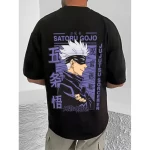 Men's Casual Cotton Blend Printed Round Neck Half Sleeve T-Shirt (Black) - Image 4