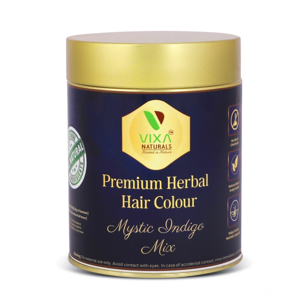 63851-1-1000x1000-1.webp Women's Vixa Naturals Indigo Mix Hair Color | Henna Powder for Hair | Natural Black Herbal Hair Dye | Organic Mehndi with Indigo, Tulsi, Baheda & Thankuni | 25g x 8 - Image 1