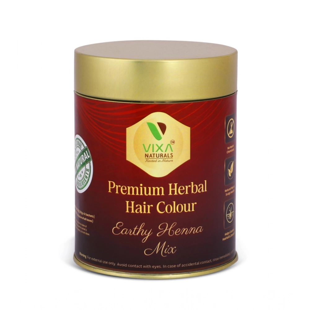 638521-1-1000x1000-1.webp Women's Vixa Naturals Dark Brown Mix Hair Color | Henna Powder for Hair | Natural Black Herbal Hair Dye | Organic Mehndi with Indigo, Tulsi, Baheda & Thankuni | 25g x 8 - Image 1