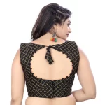 Women's Satin Embroidery Readymade Blouse (Black, Size: Free Size) - Image 4