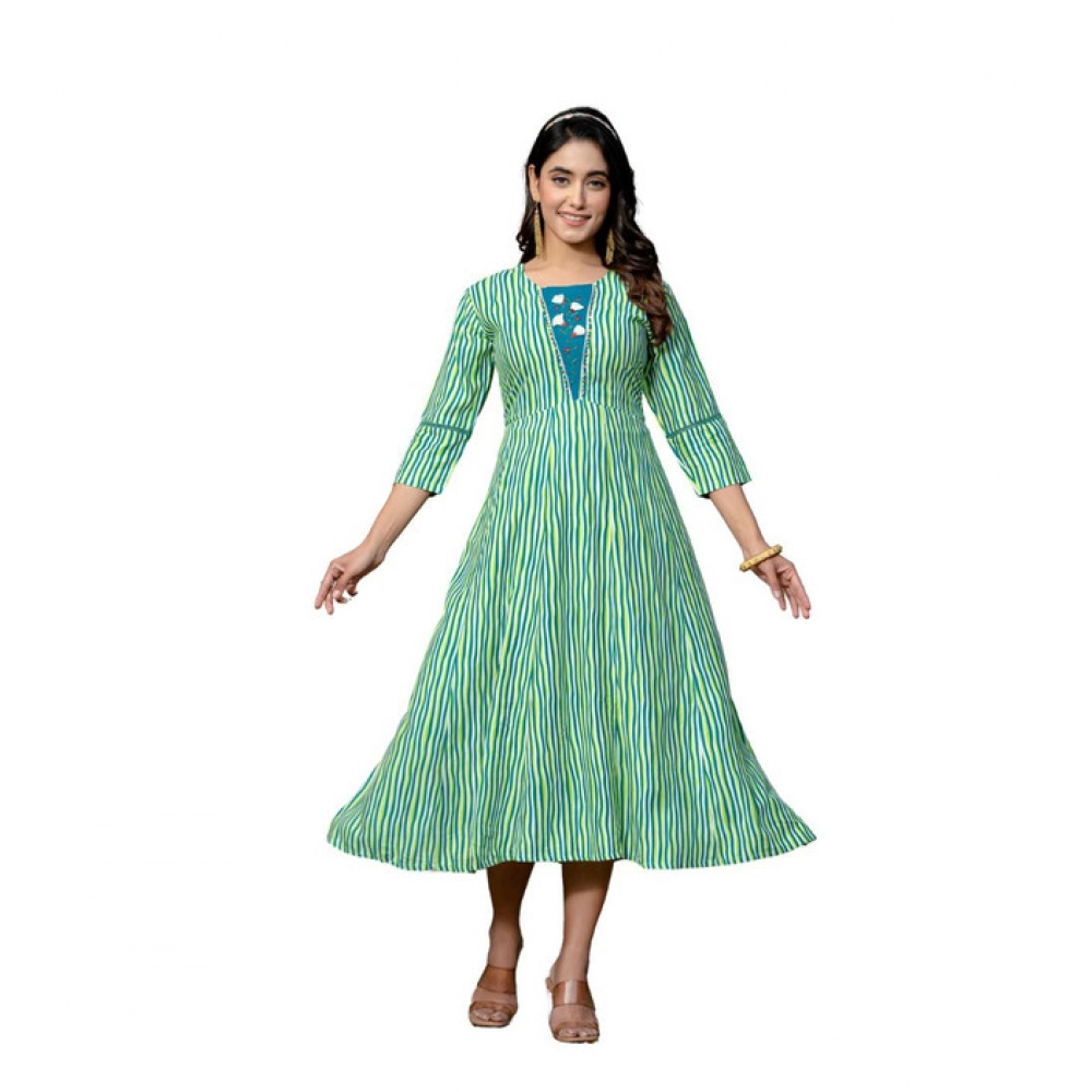 63079-1000x1000-1.webp Women's Rayon Print With Embroidery Work A-Line Kurti (Rama) - Image 1